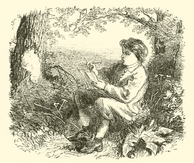 David Wilkie, el niño, estudiando de la naturaleza de English School